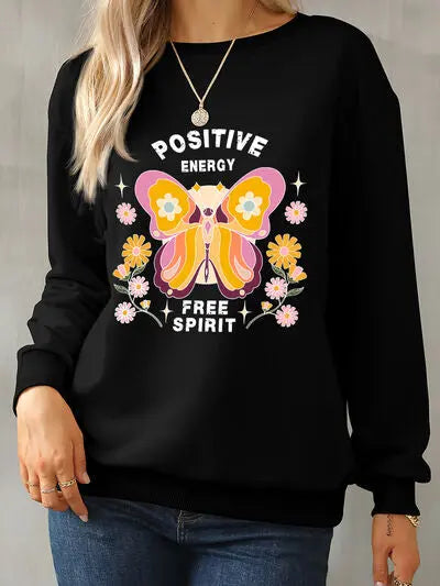 Butterfly Graphic Dropped Shoulder Sweatshirt - Image #7