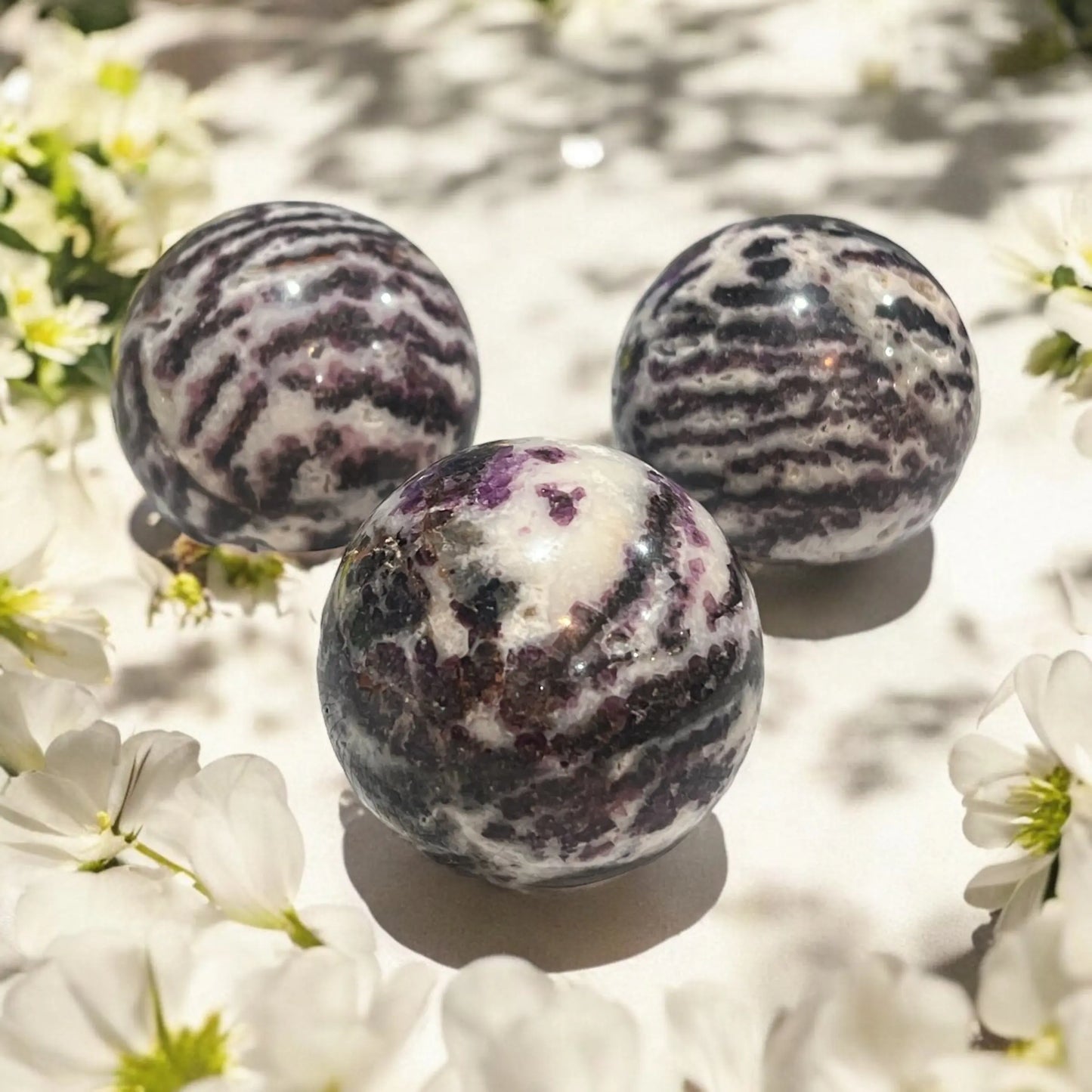 Silky Purple Zebra Fluorite Sphere - Image #1