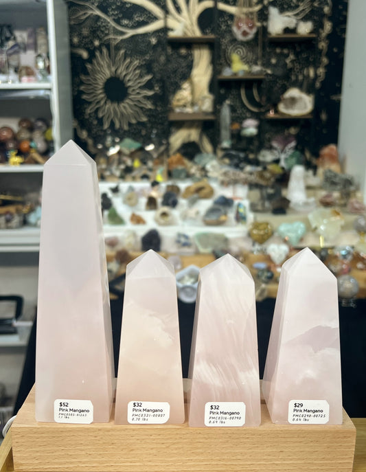 Pink Mangano Calcite Tower Obelisk