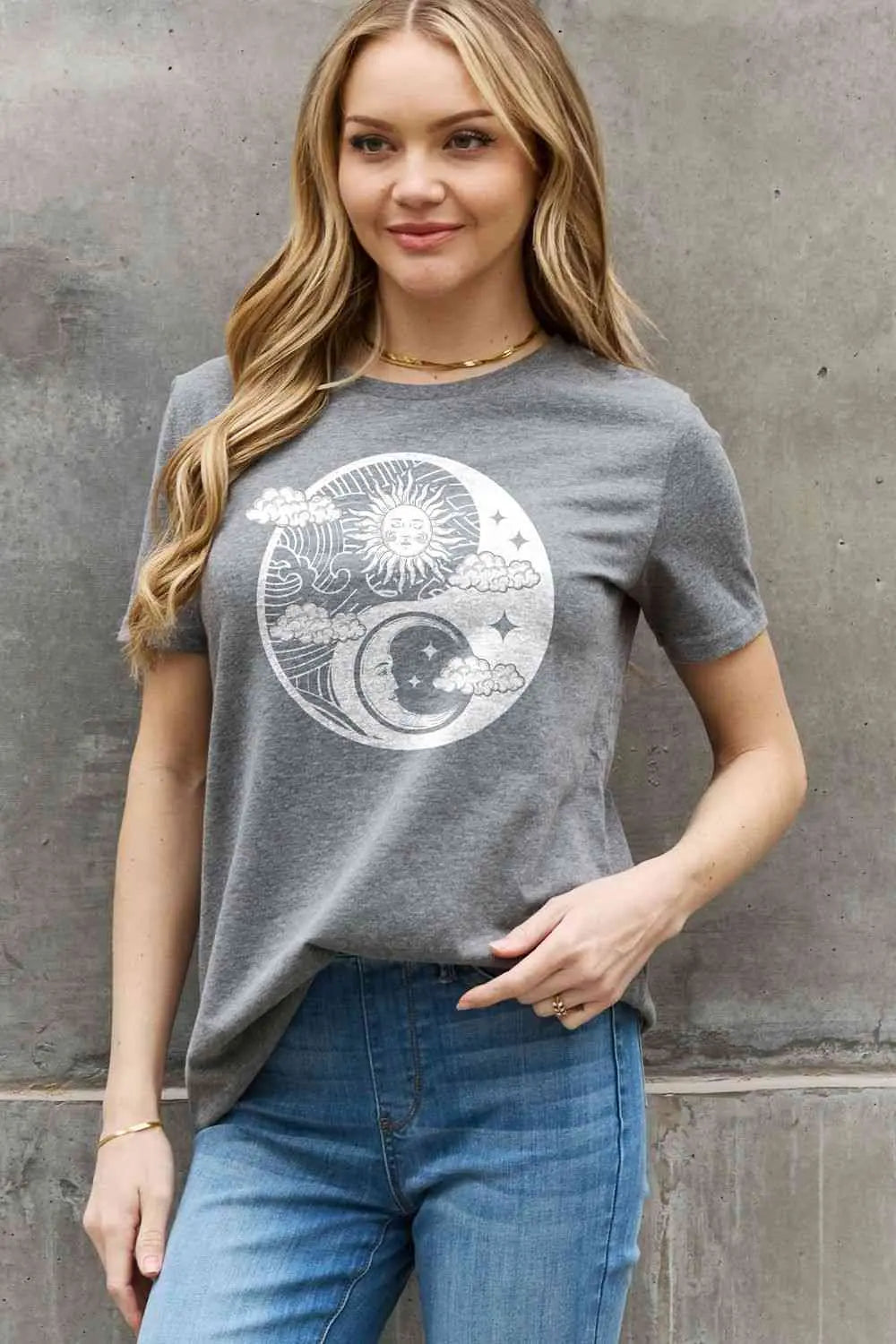 Simply Love Simply Love Full Size Sun and Moon Graphic Cotton Tee - Image #3
