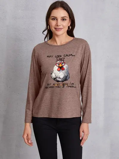 Graphic Round Neck Long Sleeve T-Shirt - Image #10