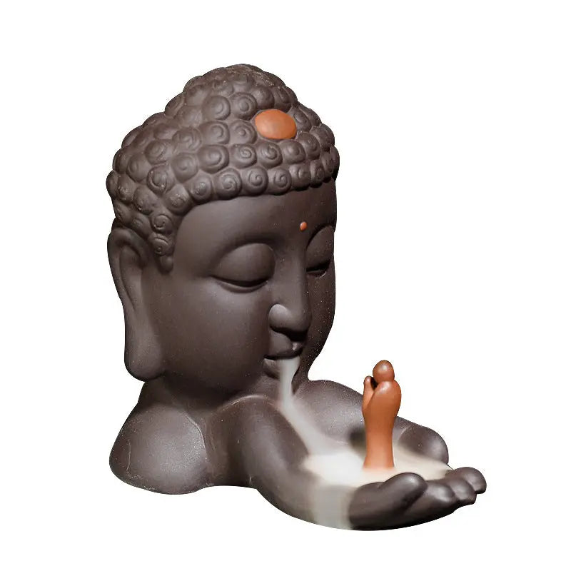 Buddha Head Handicraft Backflow Incense Burner Decoration - Crystal Vibrations & Healing