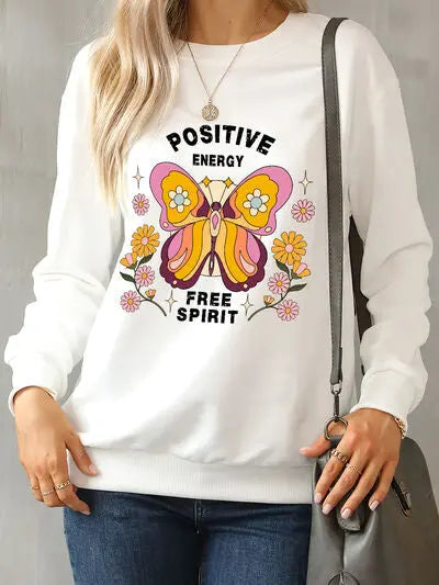 Butterfly Graphic Dropped Shoulder Sweatshirt - Image #1