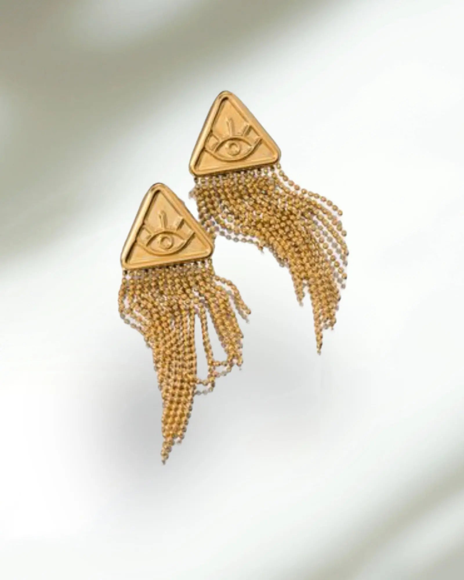 18K Gold-Plated Stainless Steel Geometric Earrings - Image #3