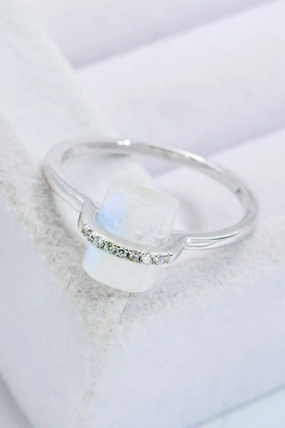 Natural Moonstone Platinum-Plated Ring - Crystal Vibrations & Healing