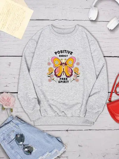 Butterfly Graphic Dropped Shoulder Sweatshirt - Image #6