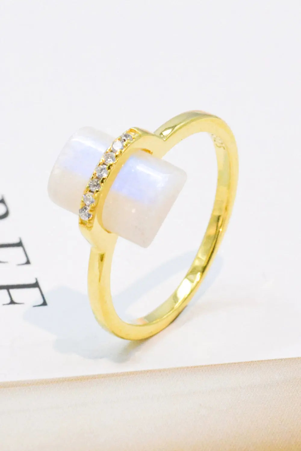 Natural Moonstone Platinum-Plated Ring - Crystal Vibrations & Healing