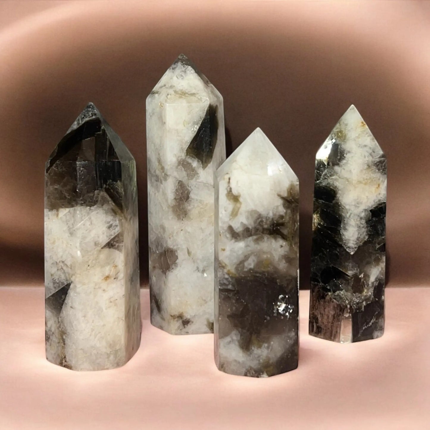 Siver Mica, Smokey Quartz and Green Tourmaline Obelisk Tower - Image #1