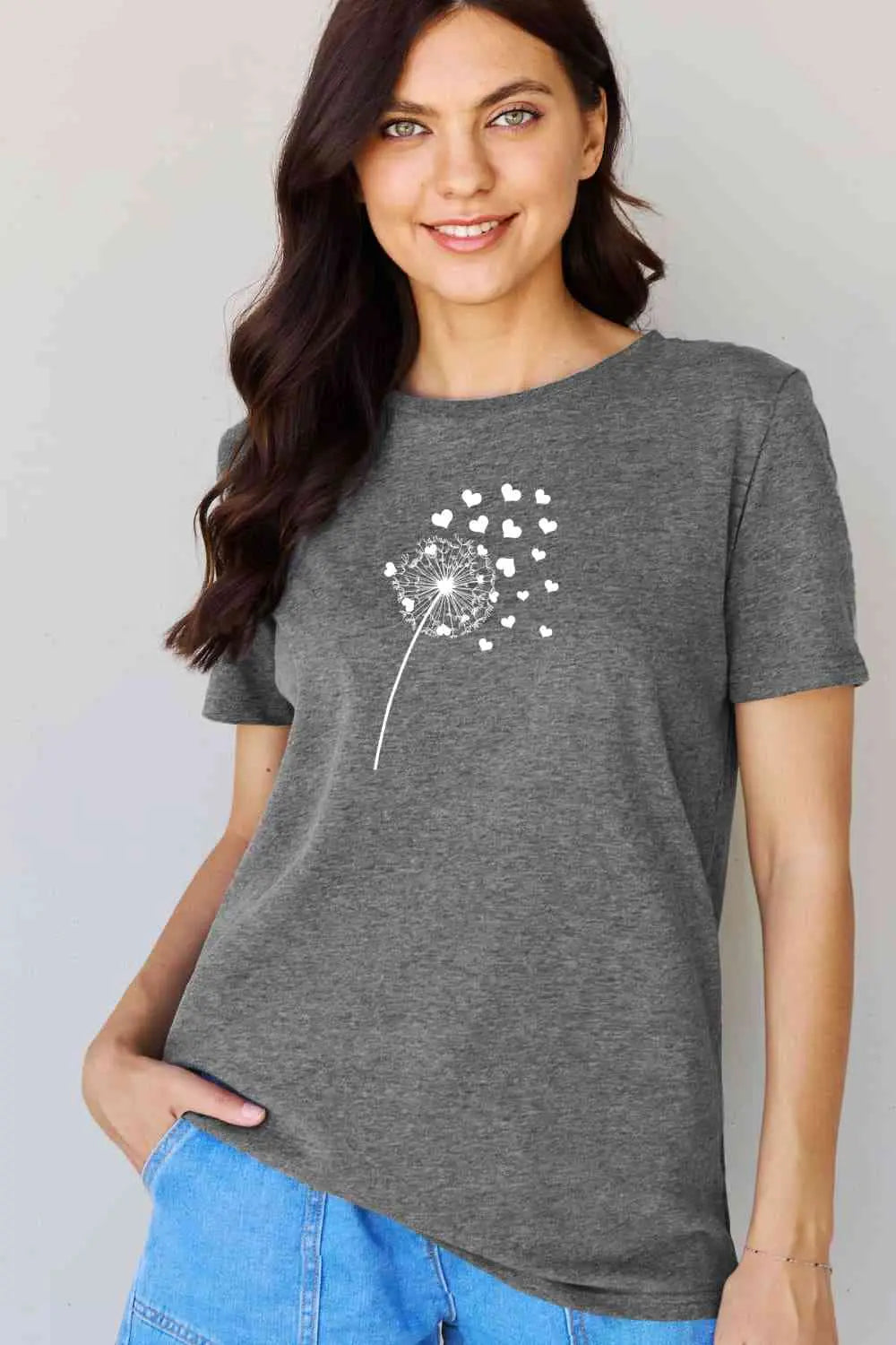 Simply Love Full Size Dandelion Heart Graphic Cotton T-Shirt - Image #9
