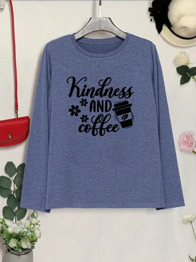 KINDNESS AND COFFEE Round Neck T-Shirt - Image #3