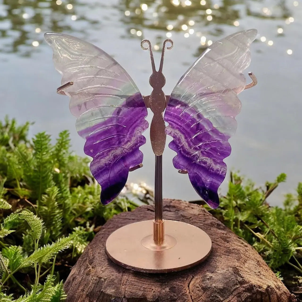 Fluorite Butterfly Wings Carving with Stand - Image #3