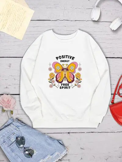 Butterfly Graphic Dropped Shoulder Sweatshirt - Image #3