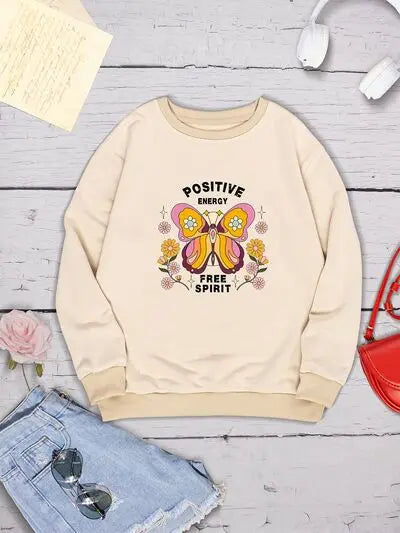 Butterfly Graphic Dropped Shoulder Sweatshirt - Image #12