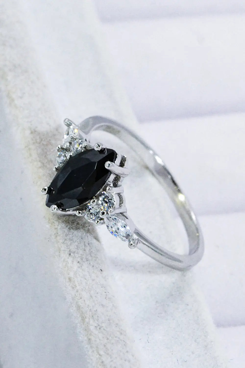 925 Sterling Silver Black Agate Ring - Crystal Vibrations & Healing