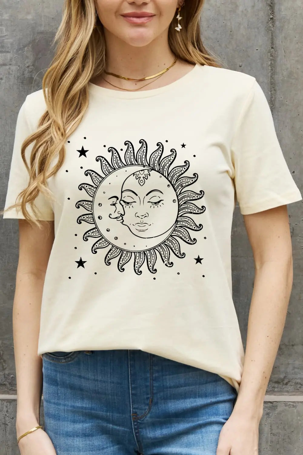 Simply Love Sun and Star Graphic Cotton Tee - Crystal Vibrations & Healing