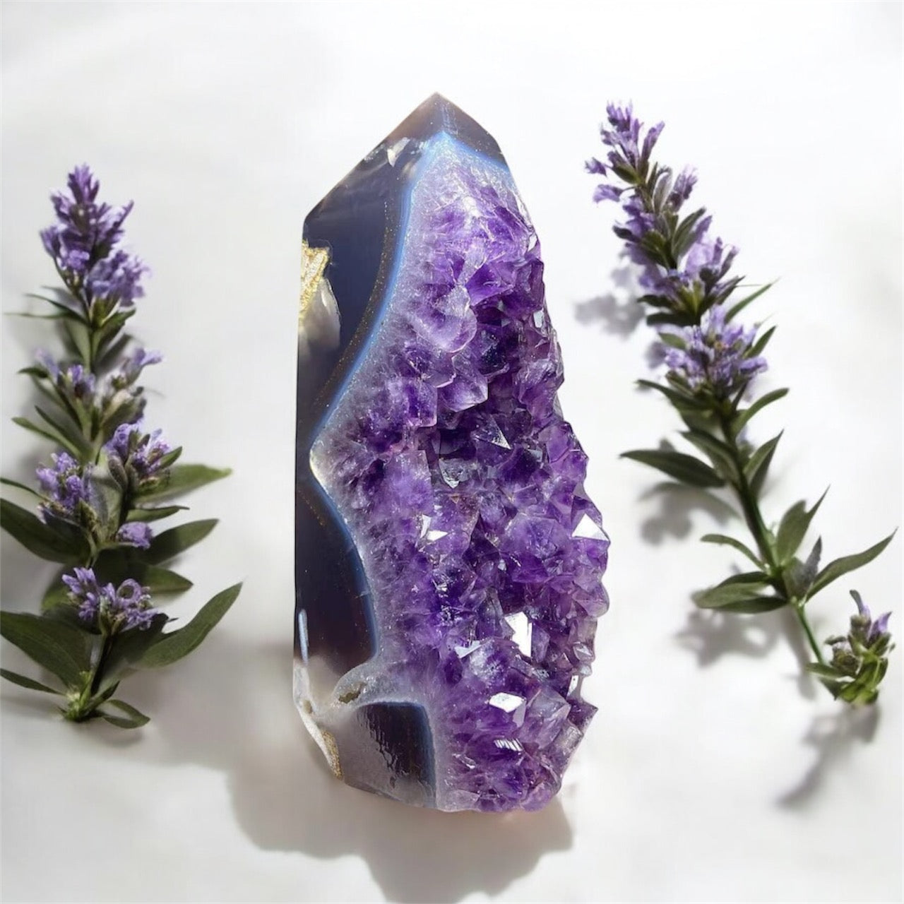 Agate Amethyst Cluster Obelisk Tower