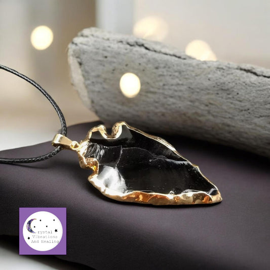 Black Obsidian Arrowhead Pendant Necklace *