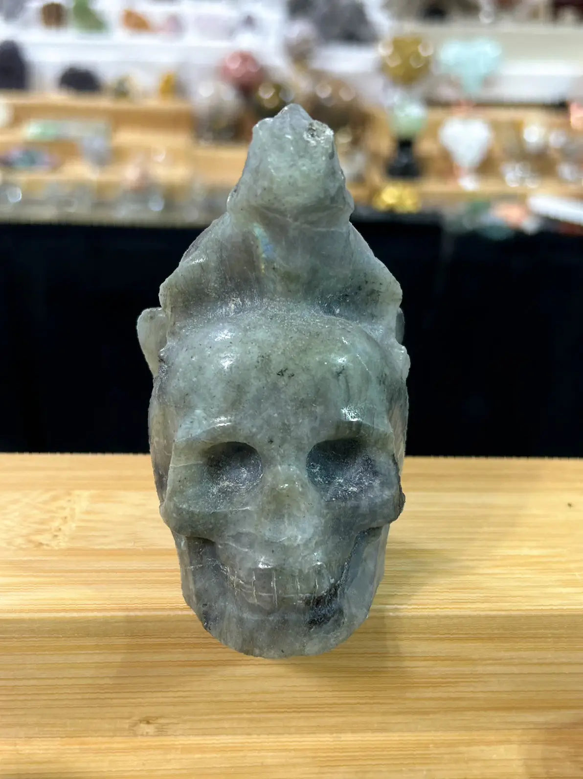Labradorite Skull with Iguana - Image #1