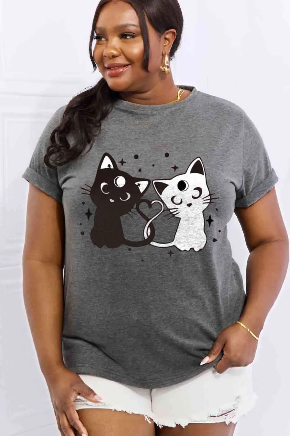Simply Love Full Size Cats Graphic Cotton Tee - Image #10