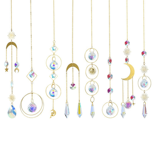 Gold Silver Series Moon Star Collection Light Ornaments Garden Decoration Crystal Pendant Sun Catcher Pendant - Crystal Vibrations & Healing