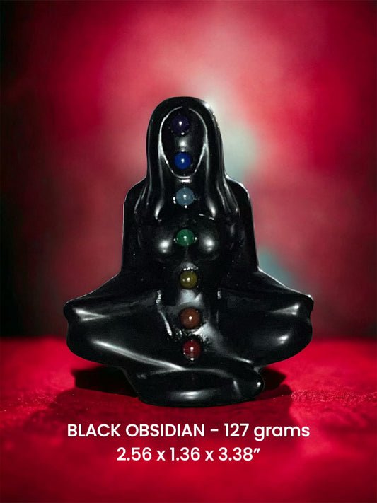 Black Obsidian Chakra Yoga Lady Carving