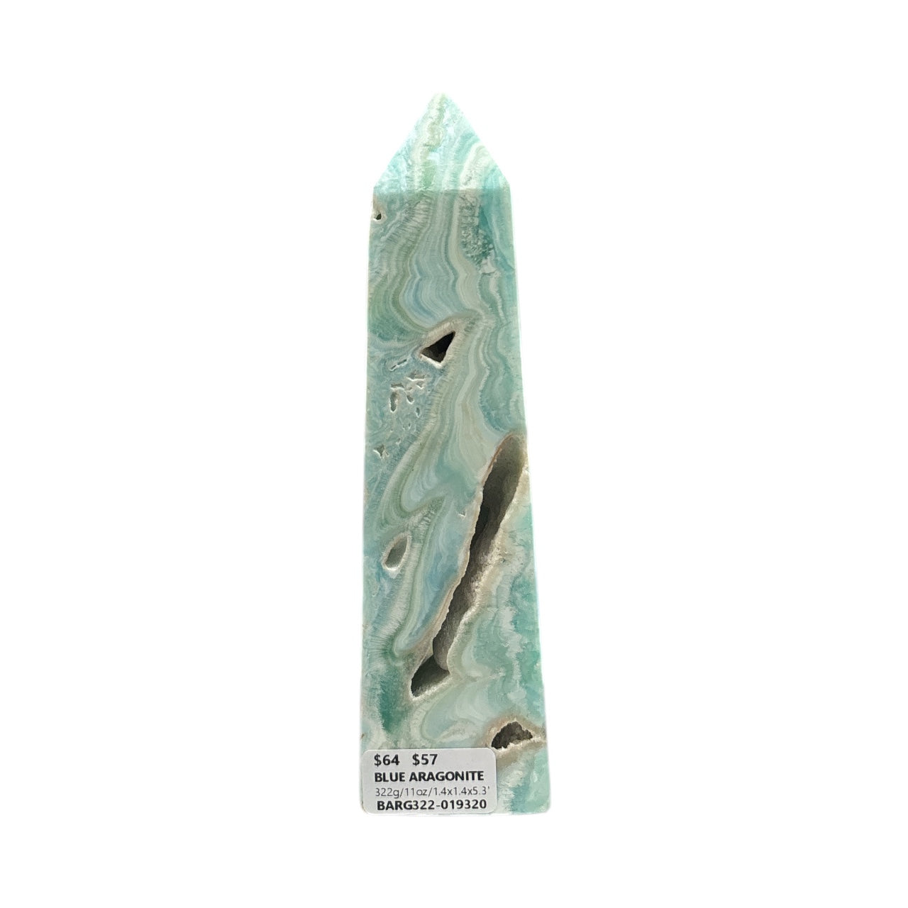 Blue Aragonite Tower Obelisk Point *