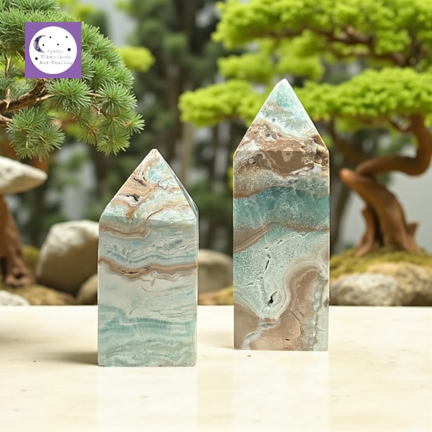 Blue Aragonite Tower Obelisk Point *