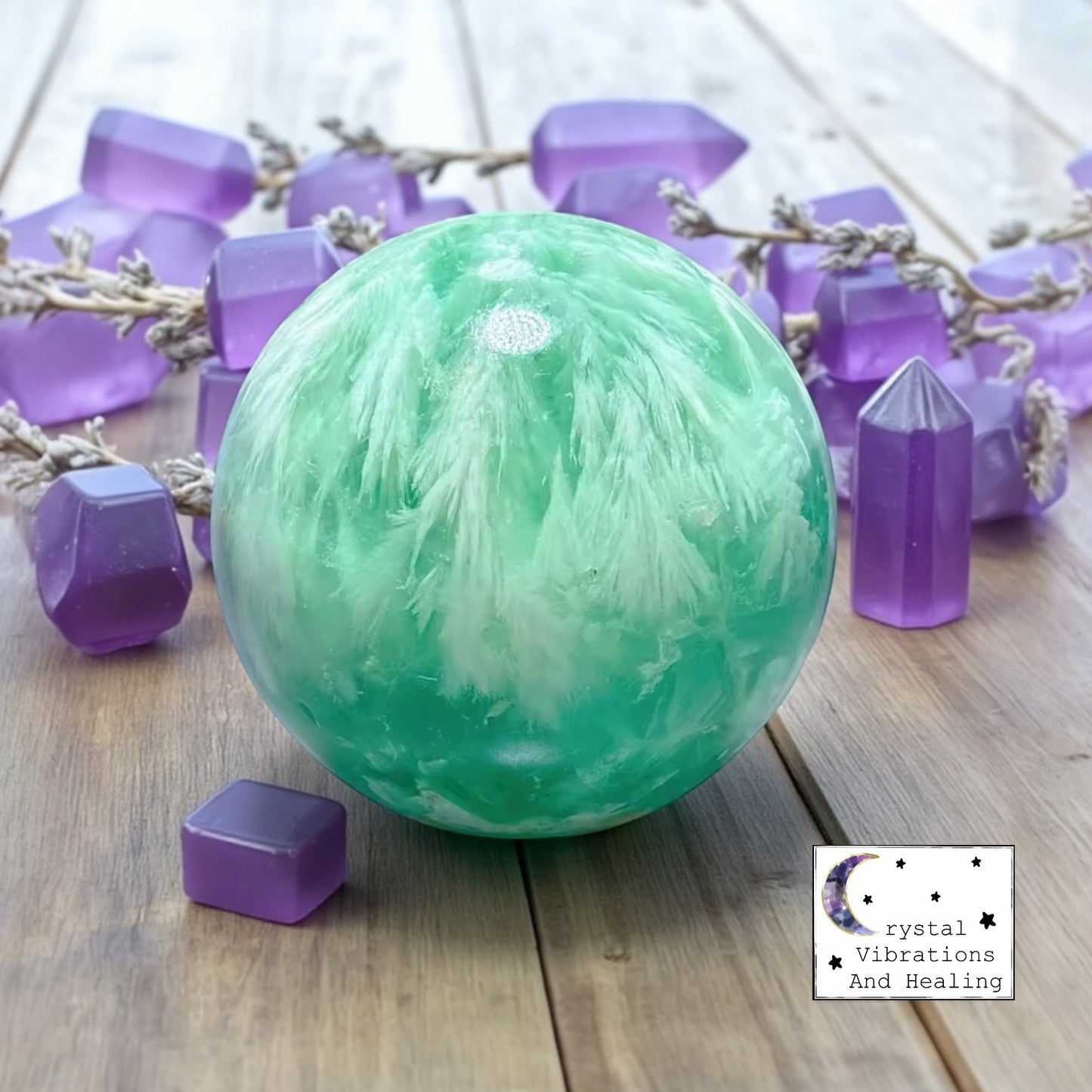 Feathered Rainbow Fluorite Sphere *