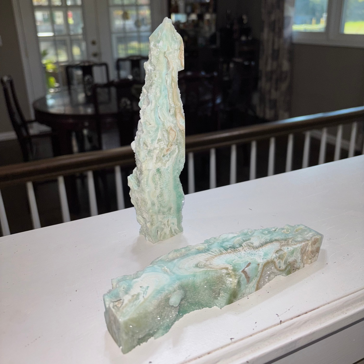 Blue Aragonite Tower Obelisk Point *