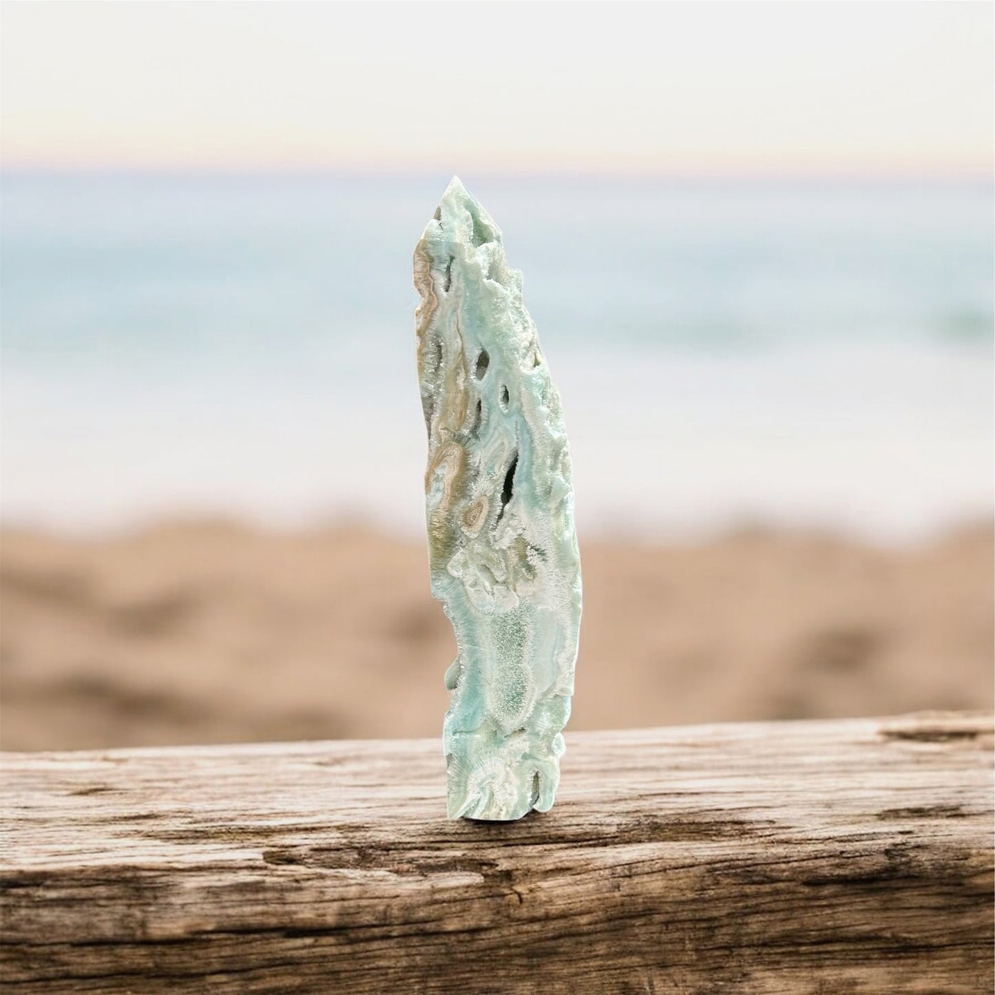 Blue Aragonite Tower Obelisk Point *