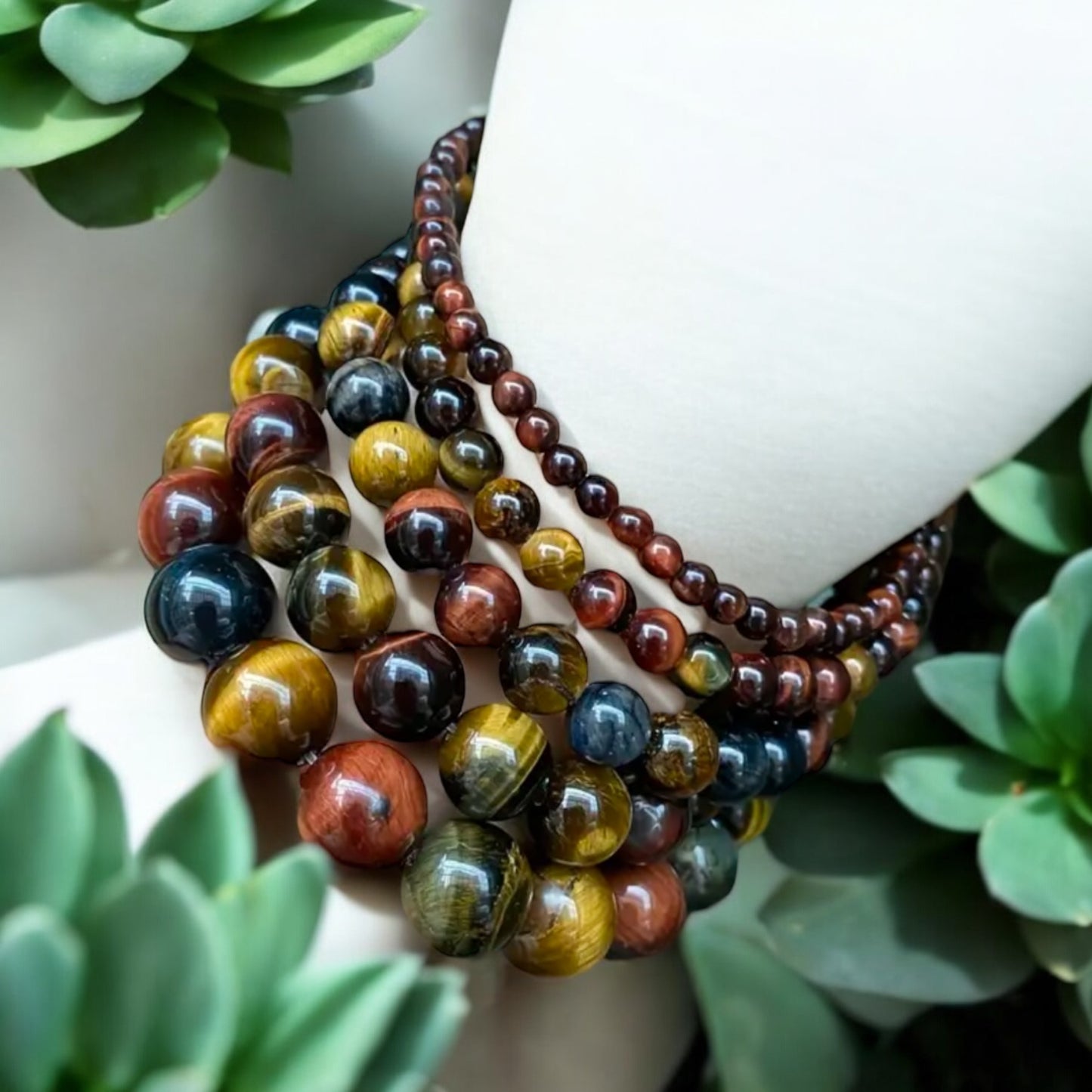 Mixed Tiger Eye Bracelet - Yellow, Red, Blue