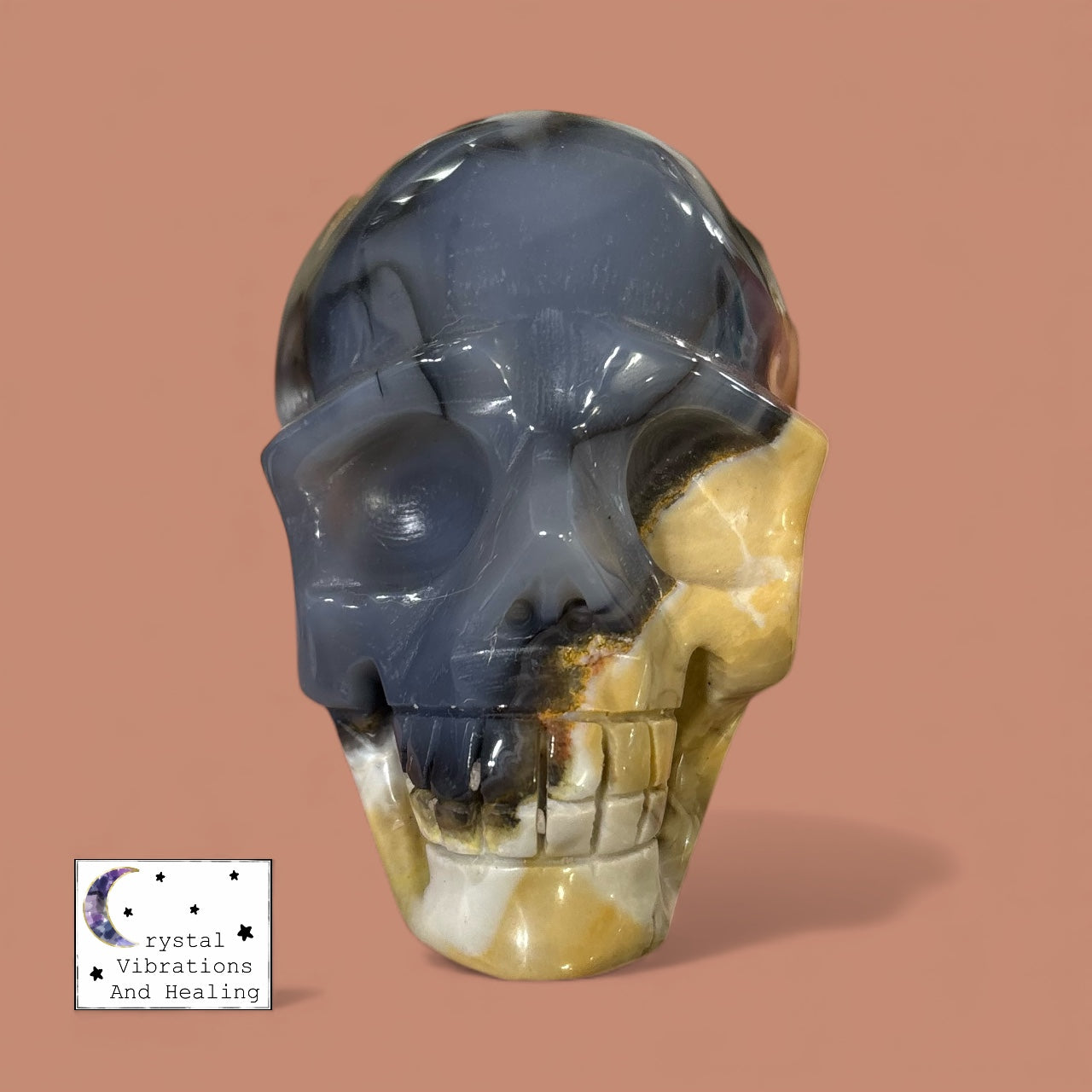 Volcanic Lava Agate Skull Carving