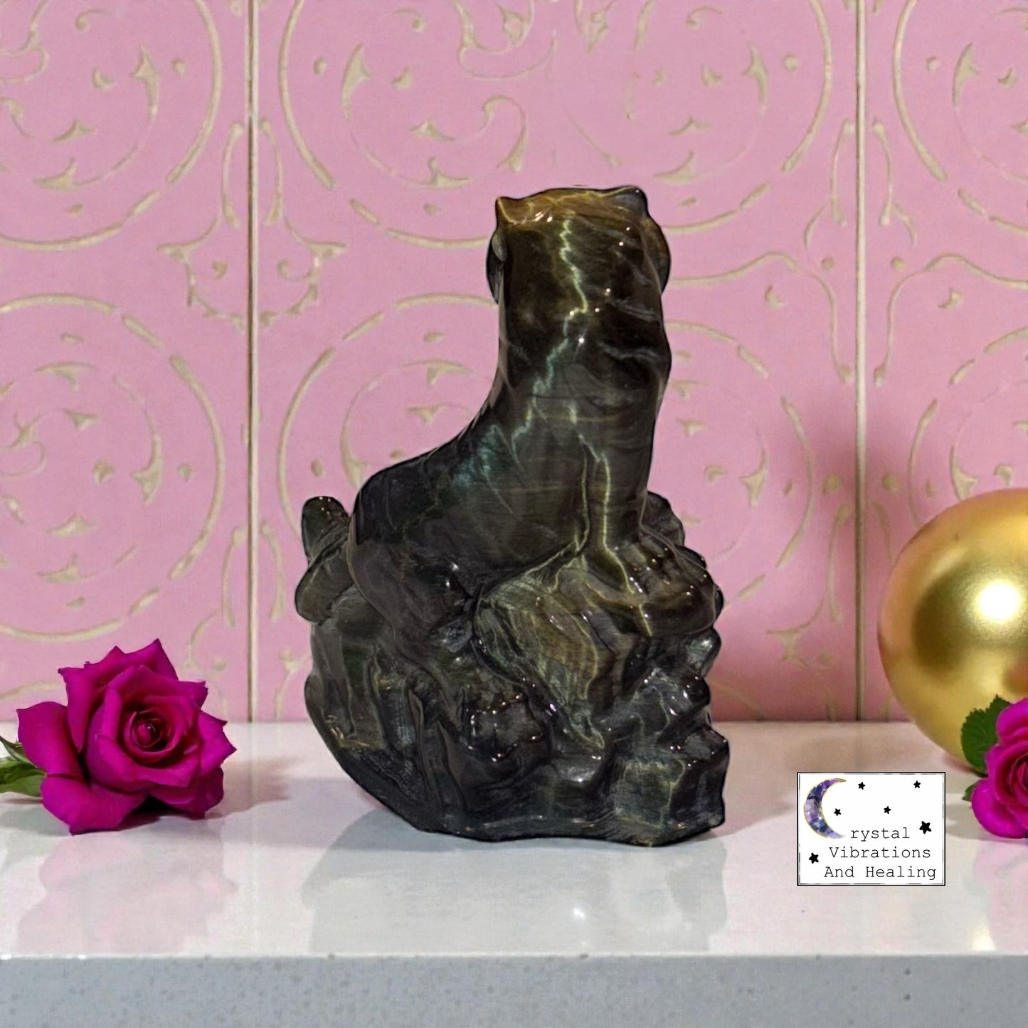 *** BLUE TIGER EYE TIGER CARVING *