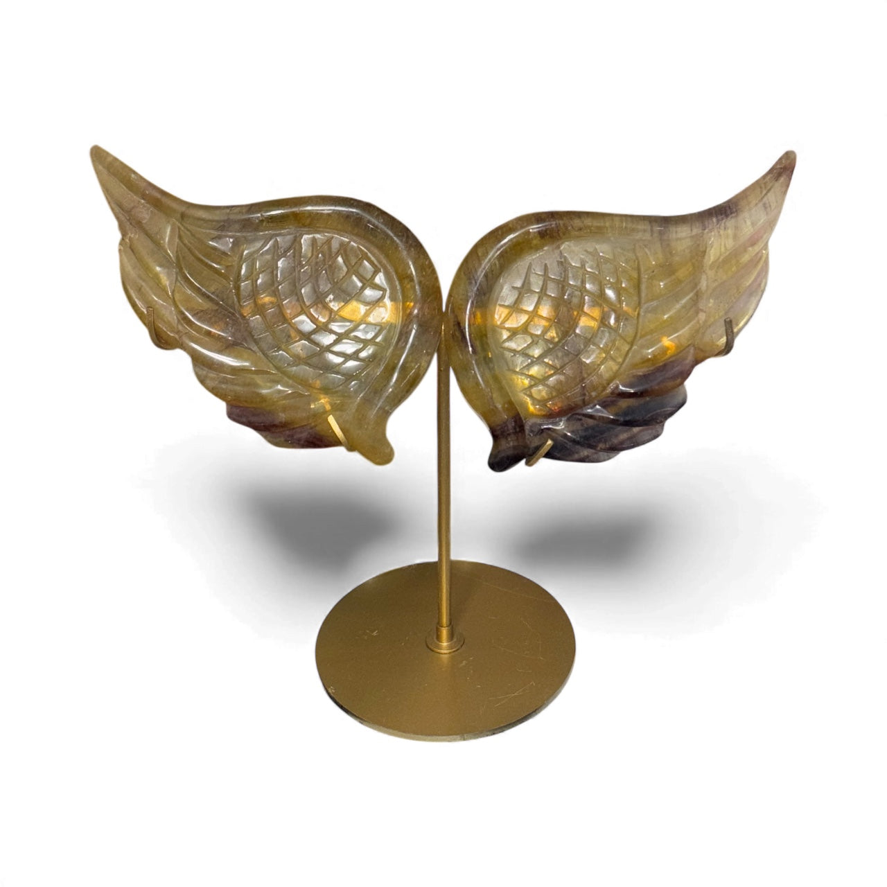 *** Yellow Fluorite Angel Wings Carving *