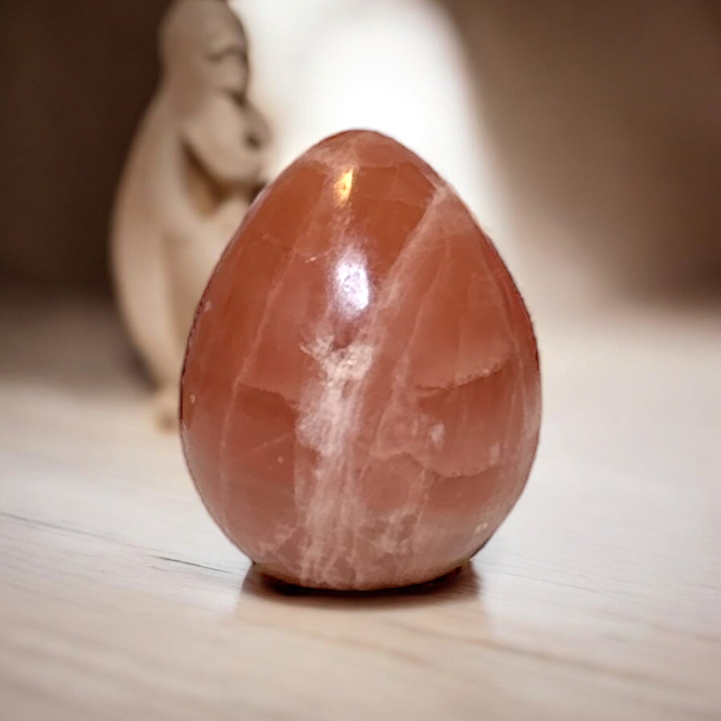 Rose Calcite Egg Carving