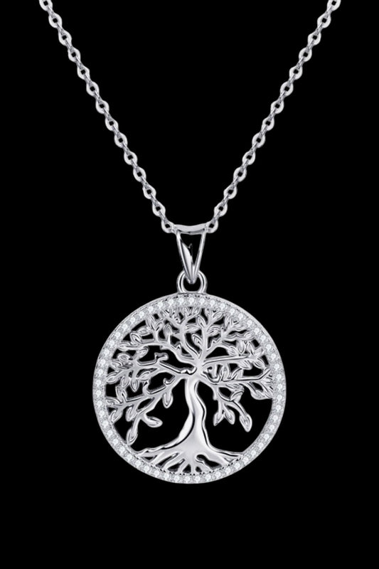 Adored 925 Sterling Silver Moissanite Tree Pendant Necklace