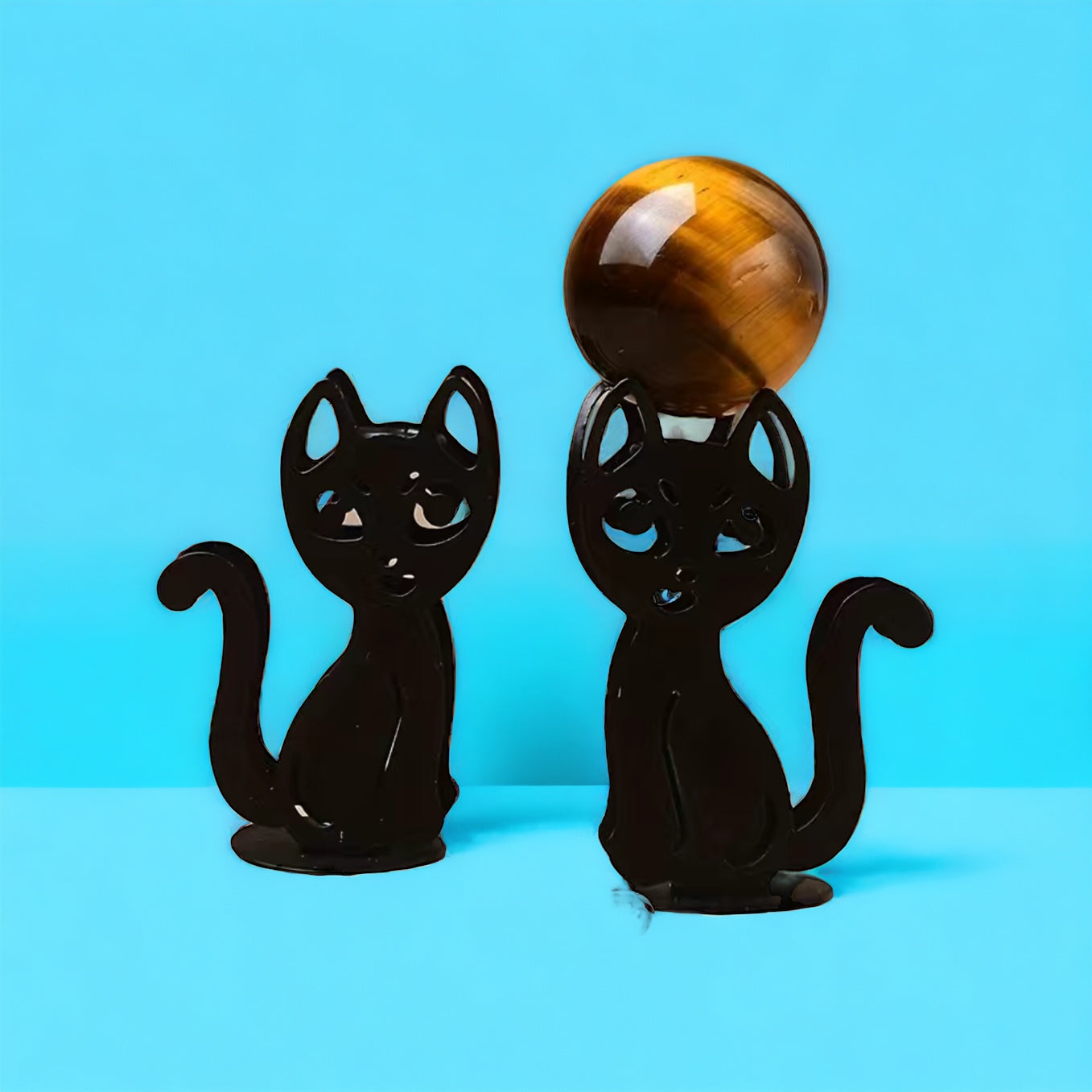 Black Kitten Crystal Sphere Stand