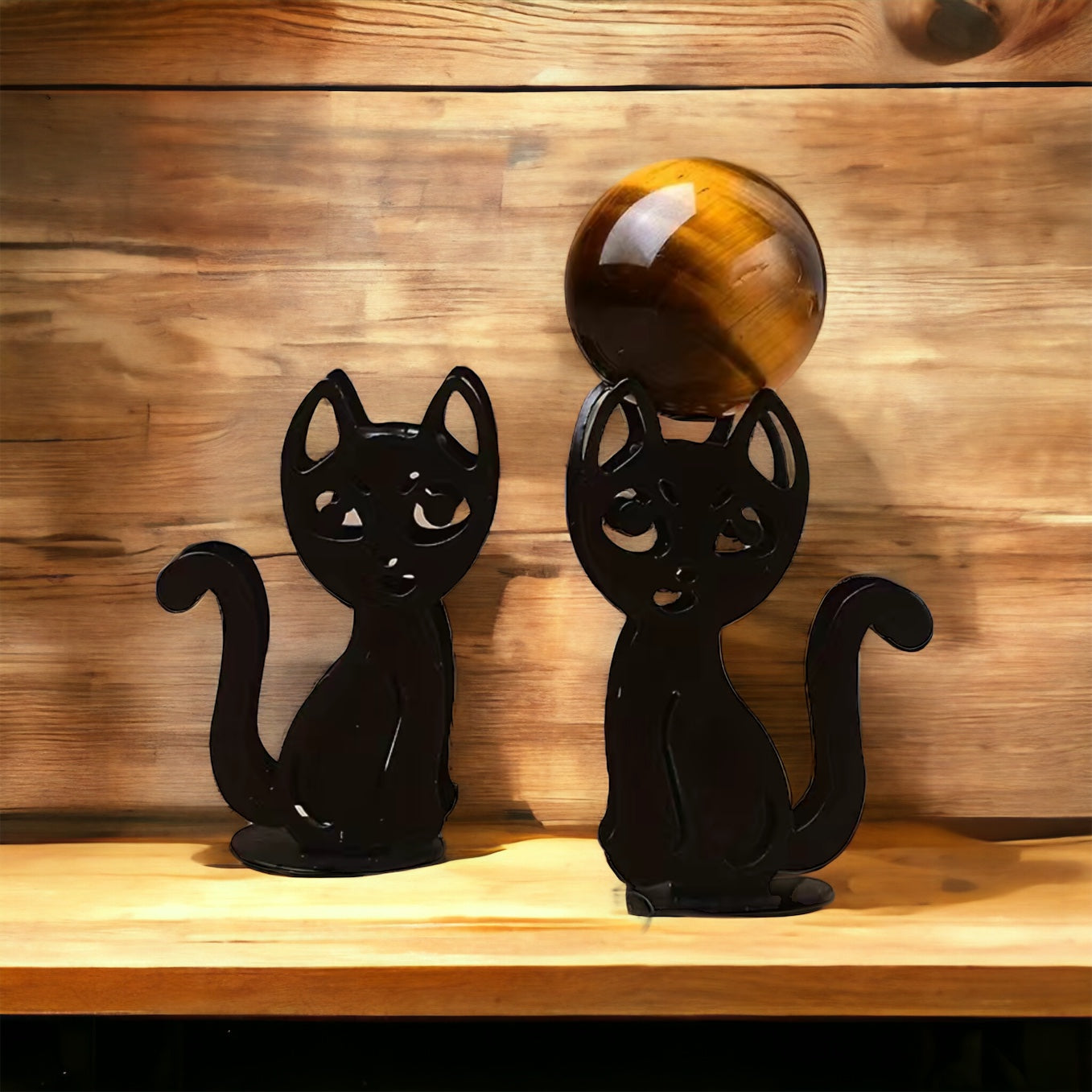 Black Kitten Crystal Sphere Stand