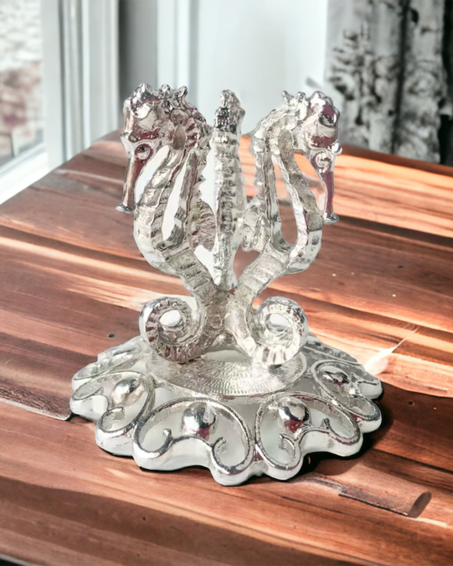 Seahorse Metal Crystal Sphere Stand