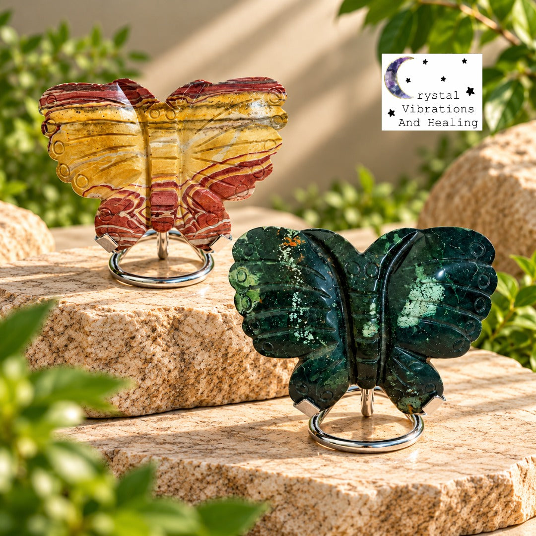 Ocean Jasper Butterfly Carving
