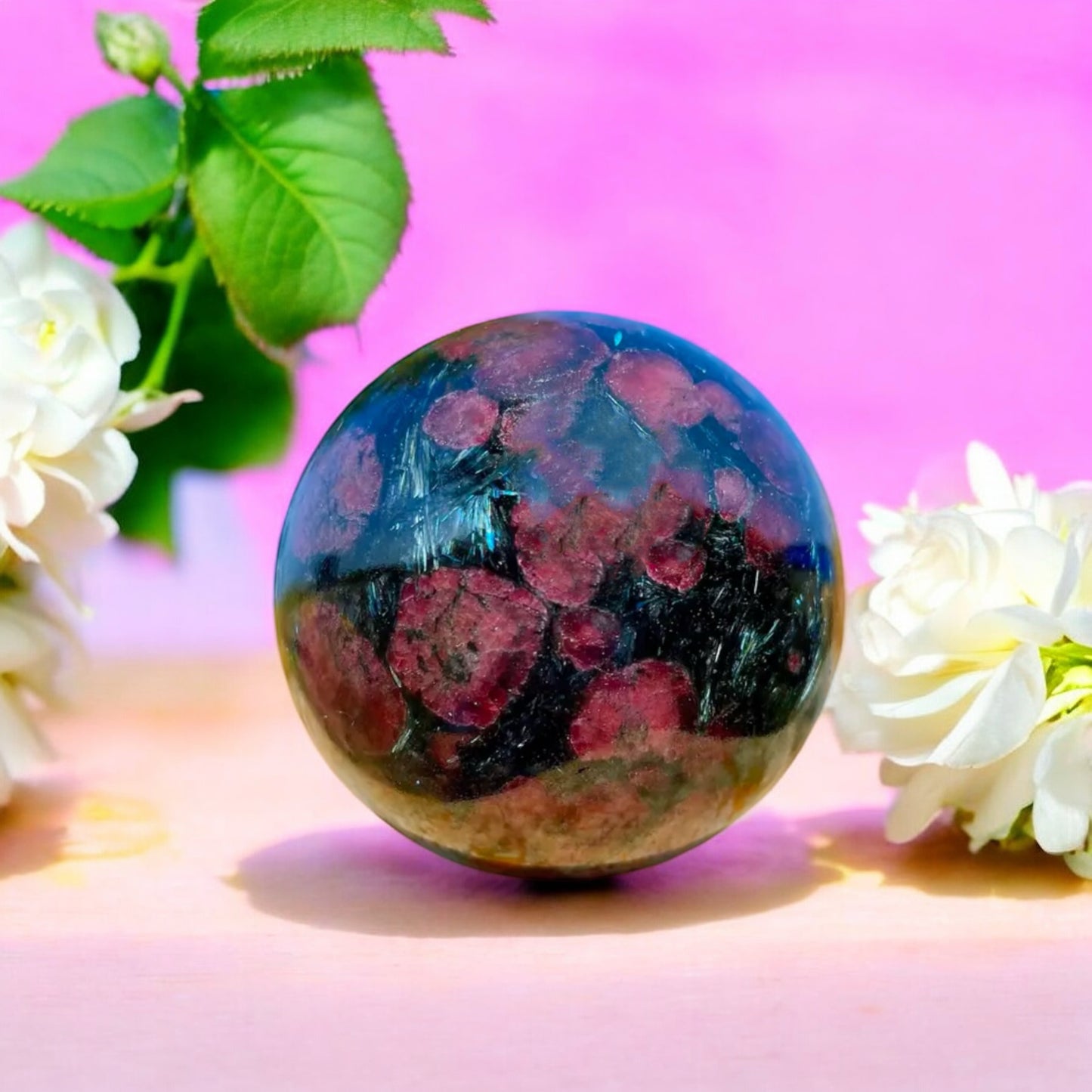 Garnet in Astrophyllite Matrix Sphere