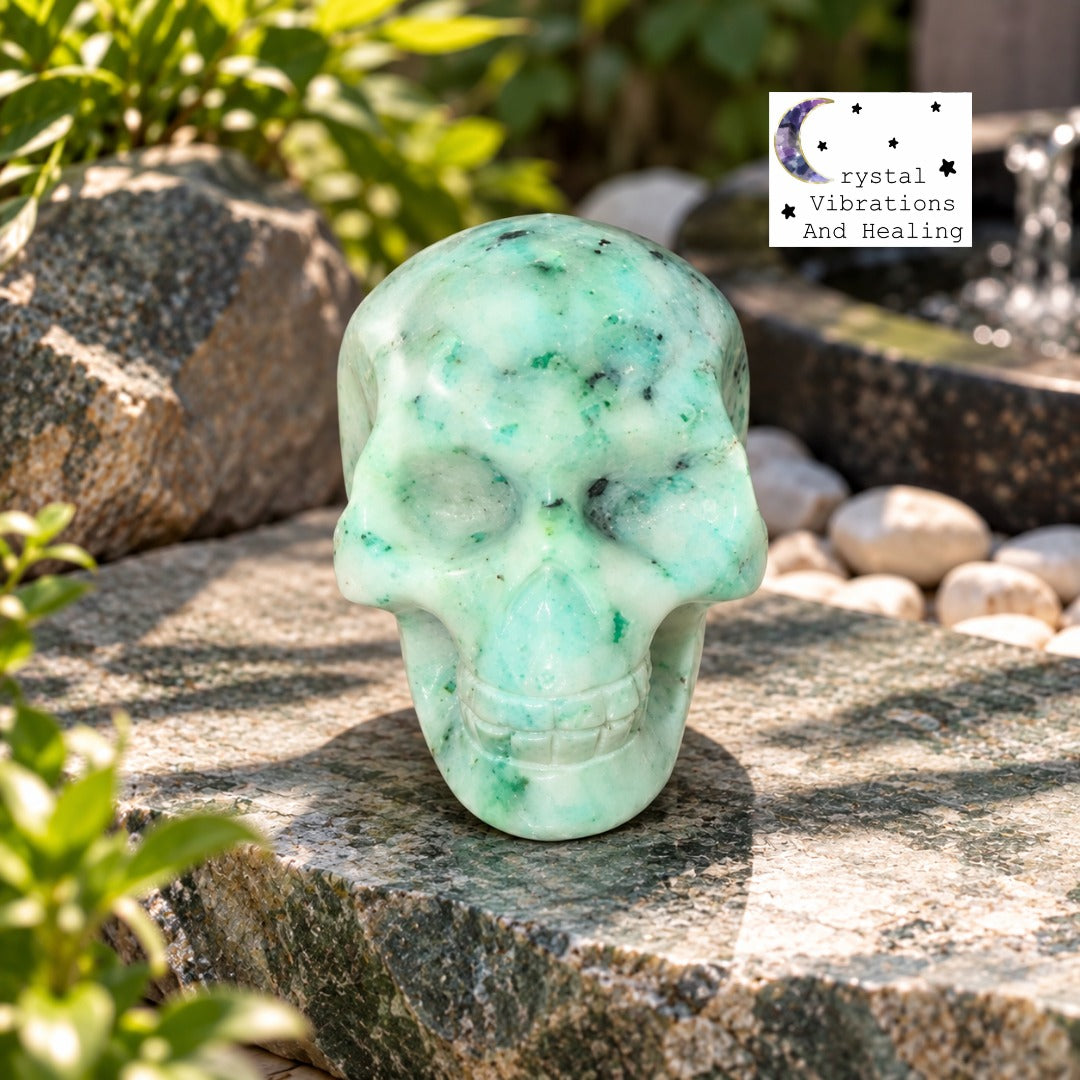 Phoenix Stone Skull Carving **