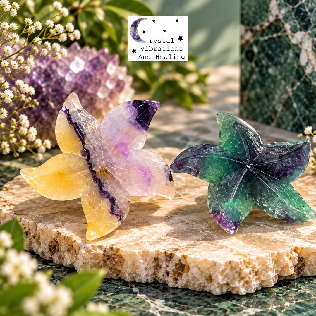 Rainbow Fluorite Starfish Carving