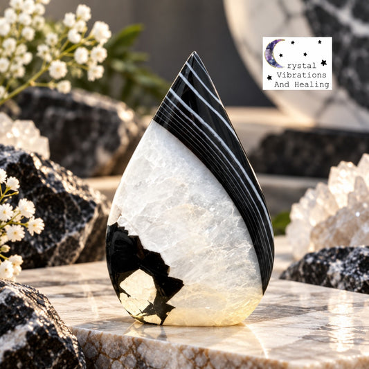Black Banded Agate Freeform Teardrop