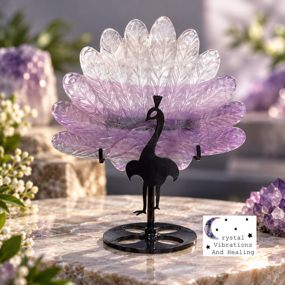 Rainbow Fluorite Peacock Carving
