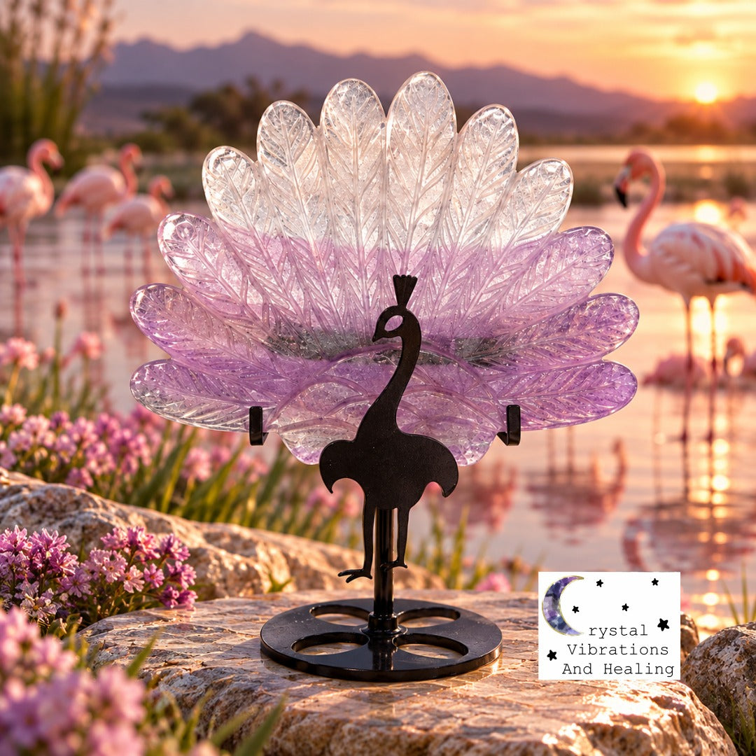 Rainbow Fluorite Peacock Carving