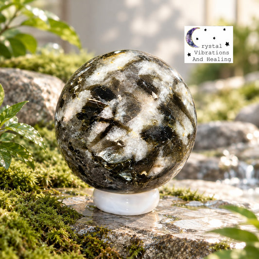 Green Tourmaline, Silver Mica - Sphere *