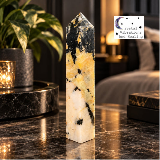 Yellow and Black Tourmaline Tower Obelisk Point ** UPDATE -