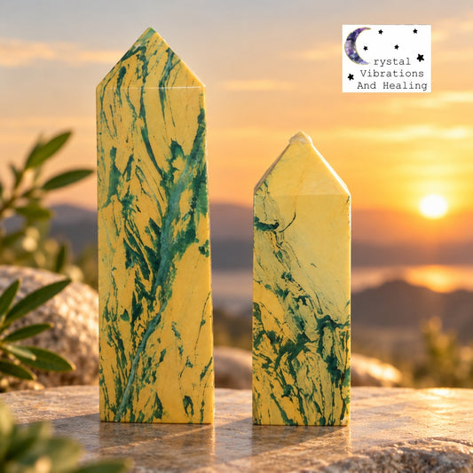 Yellow Unakite Tower Obelisk Point