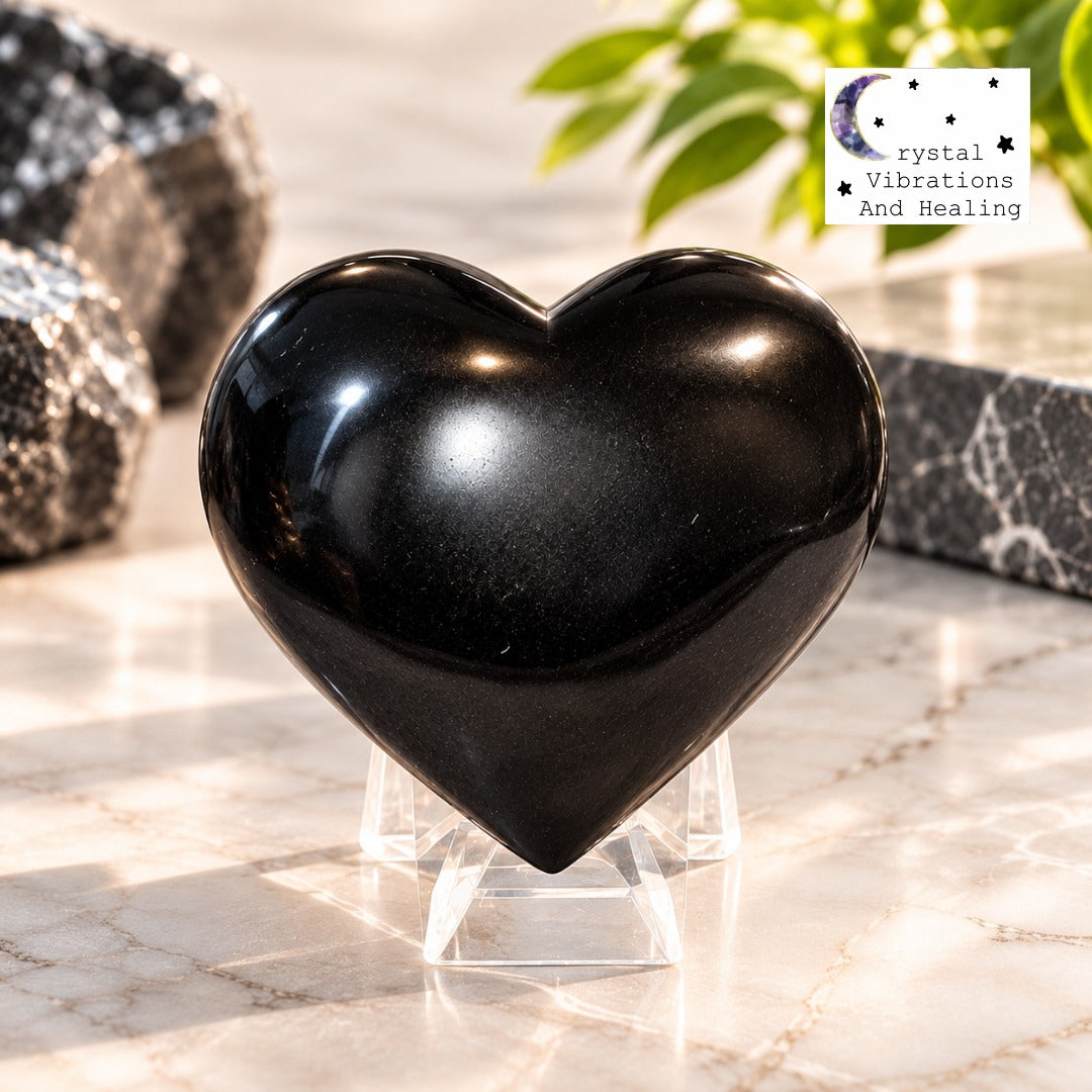 Black Obsidian Heart Carving